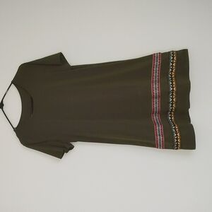 Army Green tunic dress with tribal patterns